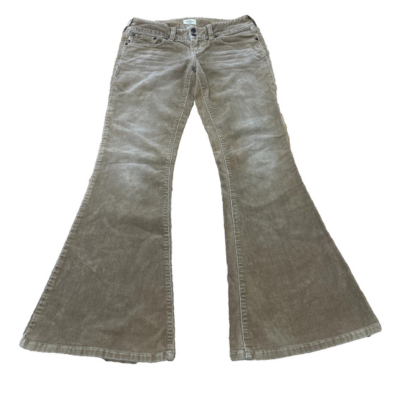 Abercrombie & Fitch Pants - VTG Y2K Abercrombie & Fitch Corduroy Pants Womens 0 Beige Low Rise Boot Flare